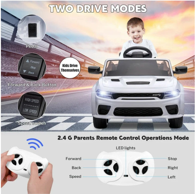 Electric Ride-On Car for Kids with Safety Belt, Parental Remote Control, and Music
