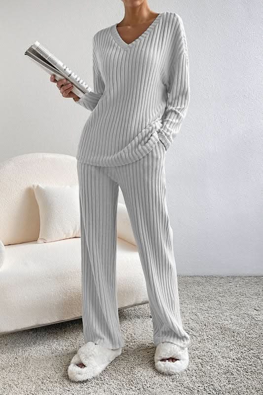 Sweaters YNIQUE Ribbed Knit Outfit Women's Loungewear Set V-Neck Slouchy Two-Piece Comfortable