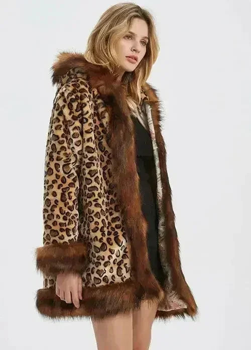 Leopard Print Jacket ā Faux Fur Collar Coat | XS-M