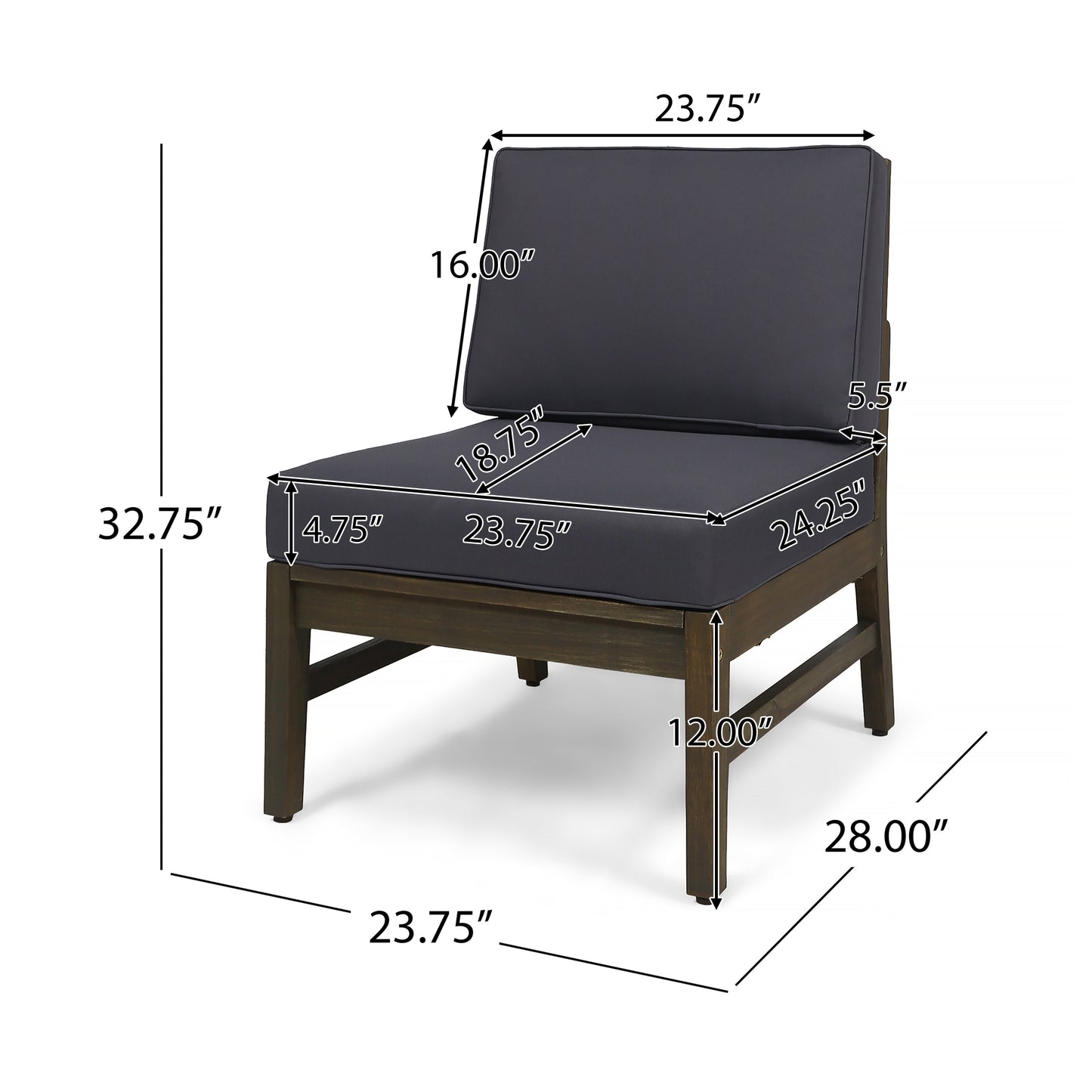 Perla 3 Seater Sofa and Table Set, Dark