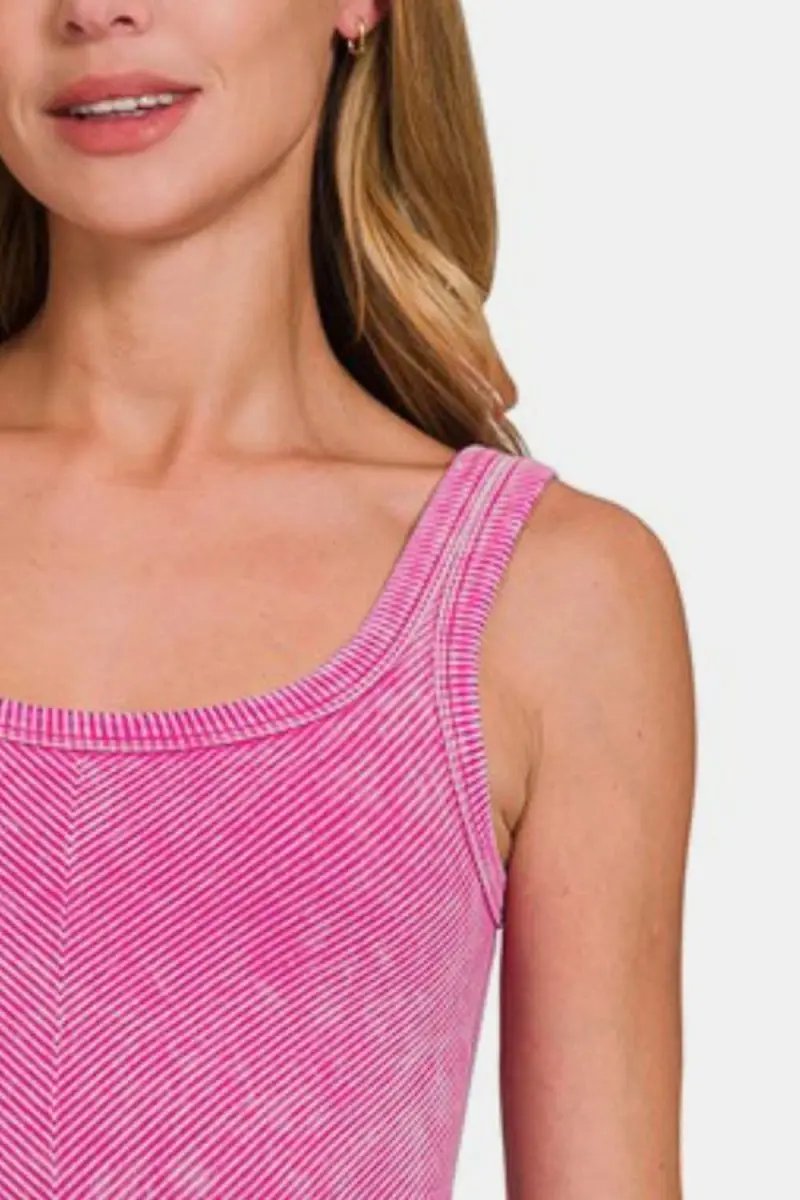 T-Shirts Trendsi Ribbed Tank Women's Everyday Style Basic Top Soft & Comfy