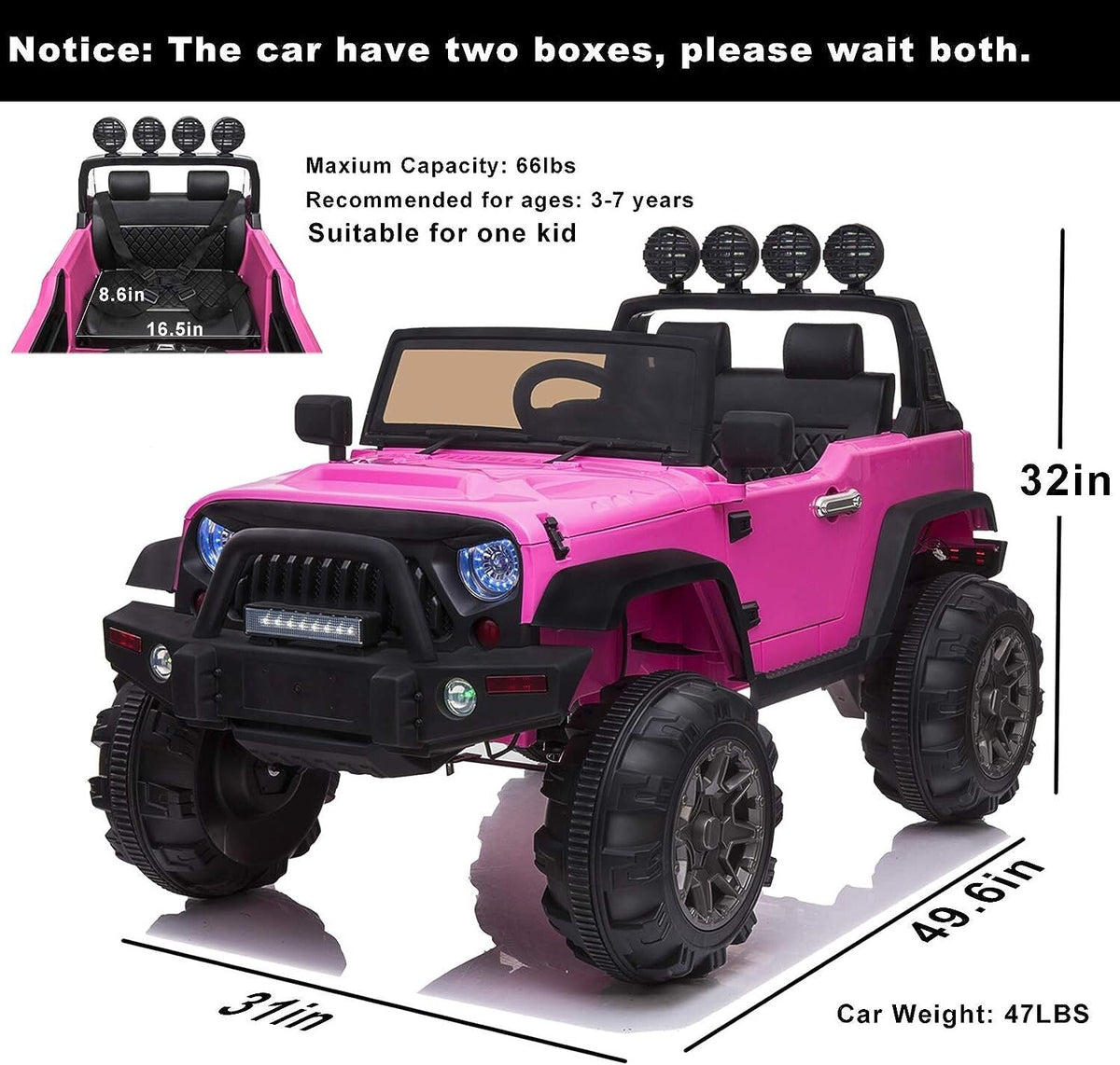 12V Electric Ride-On Kids Pickup Truck with 3-Speed Remote Control