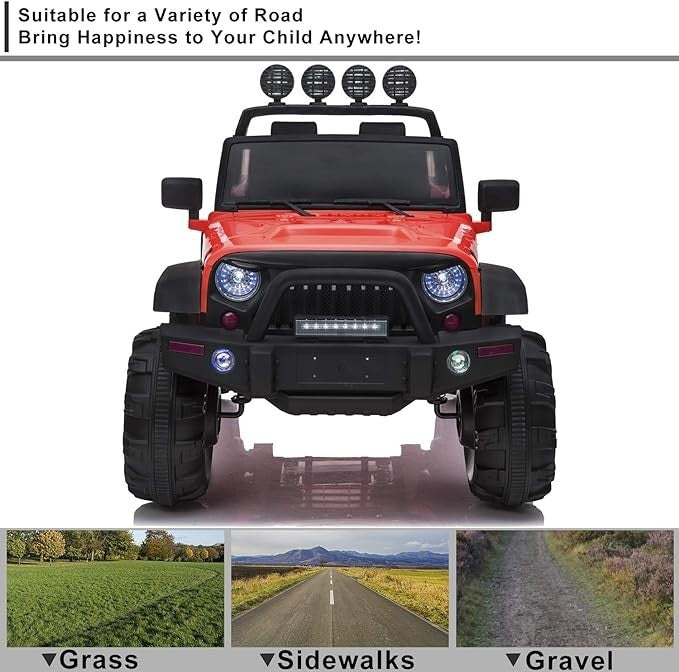 12V Electric Ride-On Kids Pickup Truck with 3 Speeds and Remote Control - Red