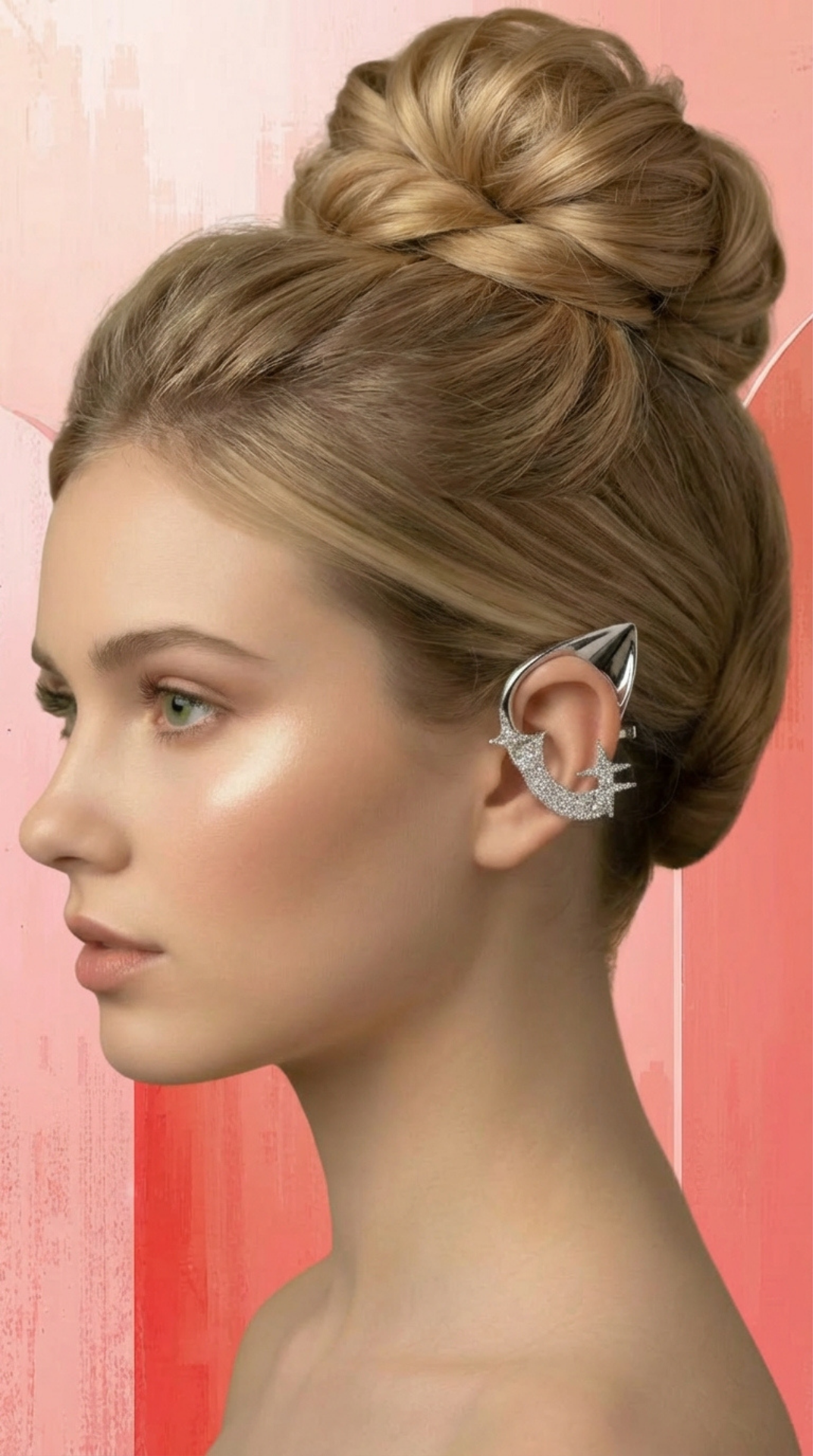 Silver Elven Ear Cuff Earrings | Shooting Star Crawler Studs with Pave Zirconia | Gothic Fairy Wing Jewelry | Celestial Wrap Studs for Women
