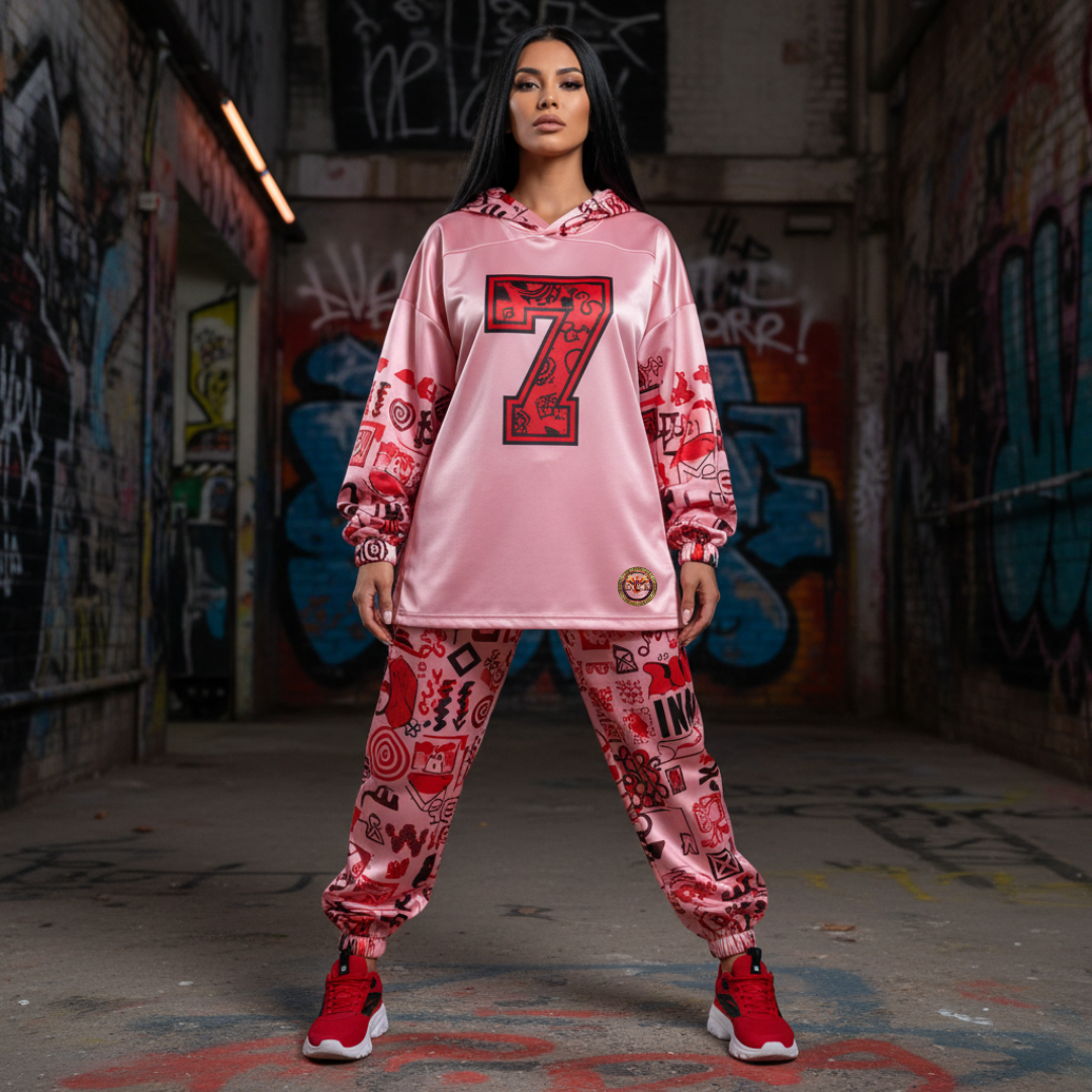 Pink Graffiti scribbles Women's Quick Dry Sweatpants(L65) CREATED BY DESIGNS BY KIEKIE