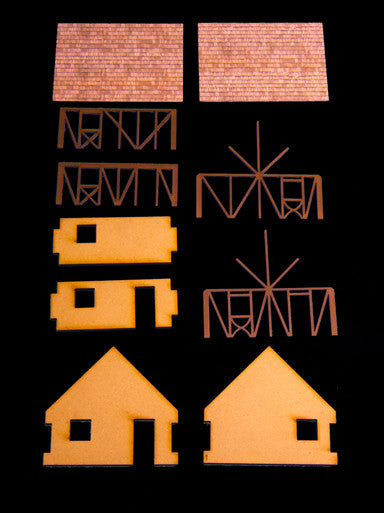 One Story Small Half Timber House  (MDF) - 15MMDF301