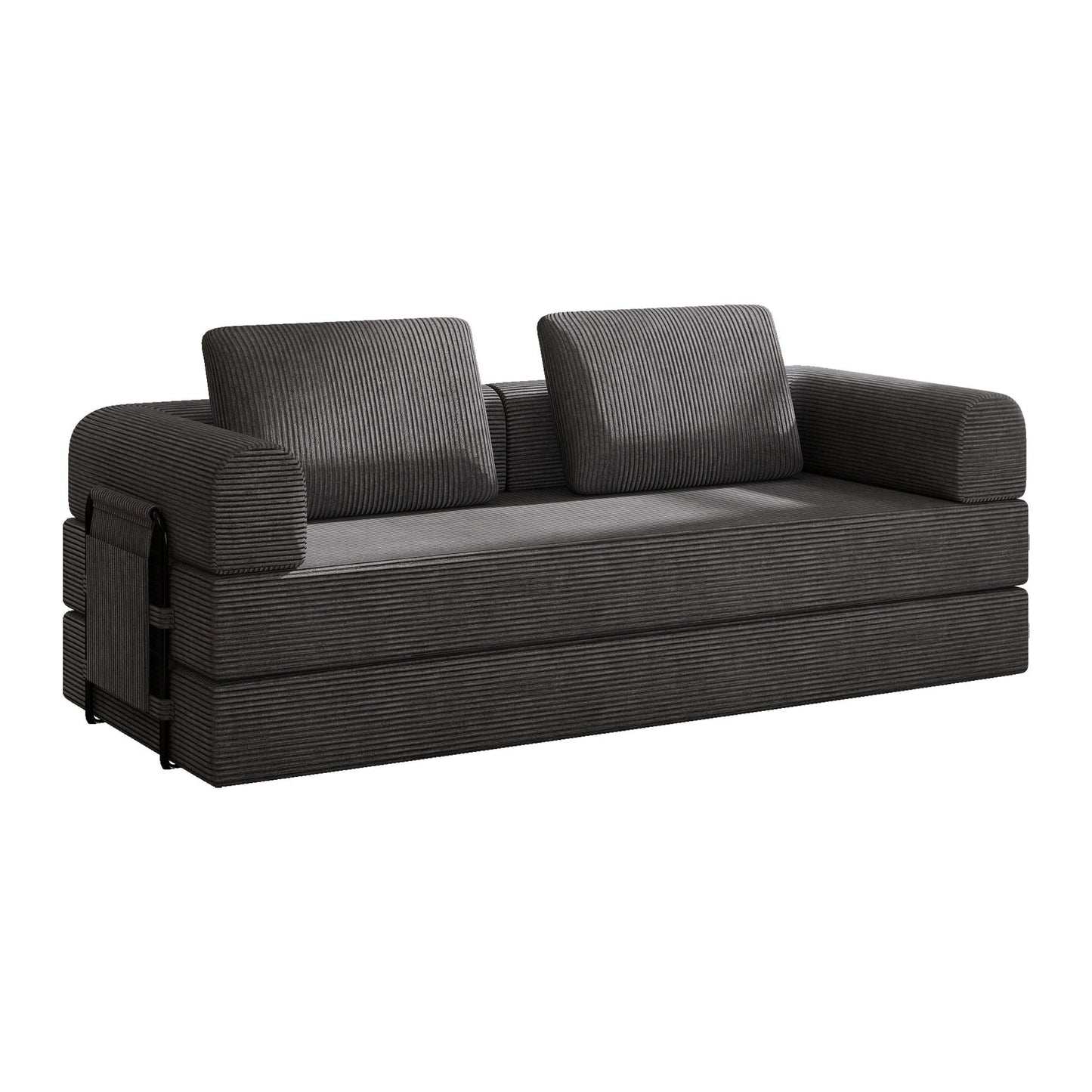 Convertible Sleeper Sofa Bed With Cylindrical Pillow