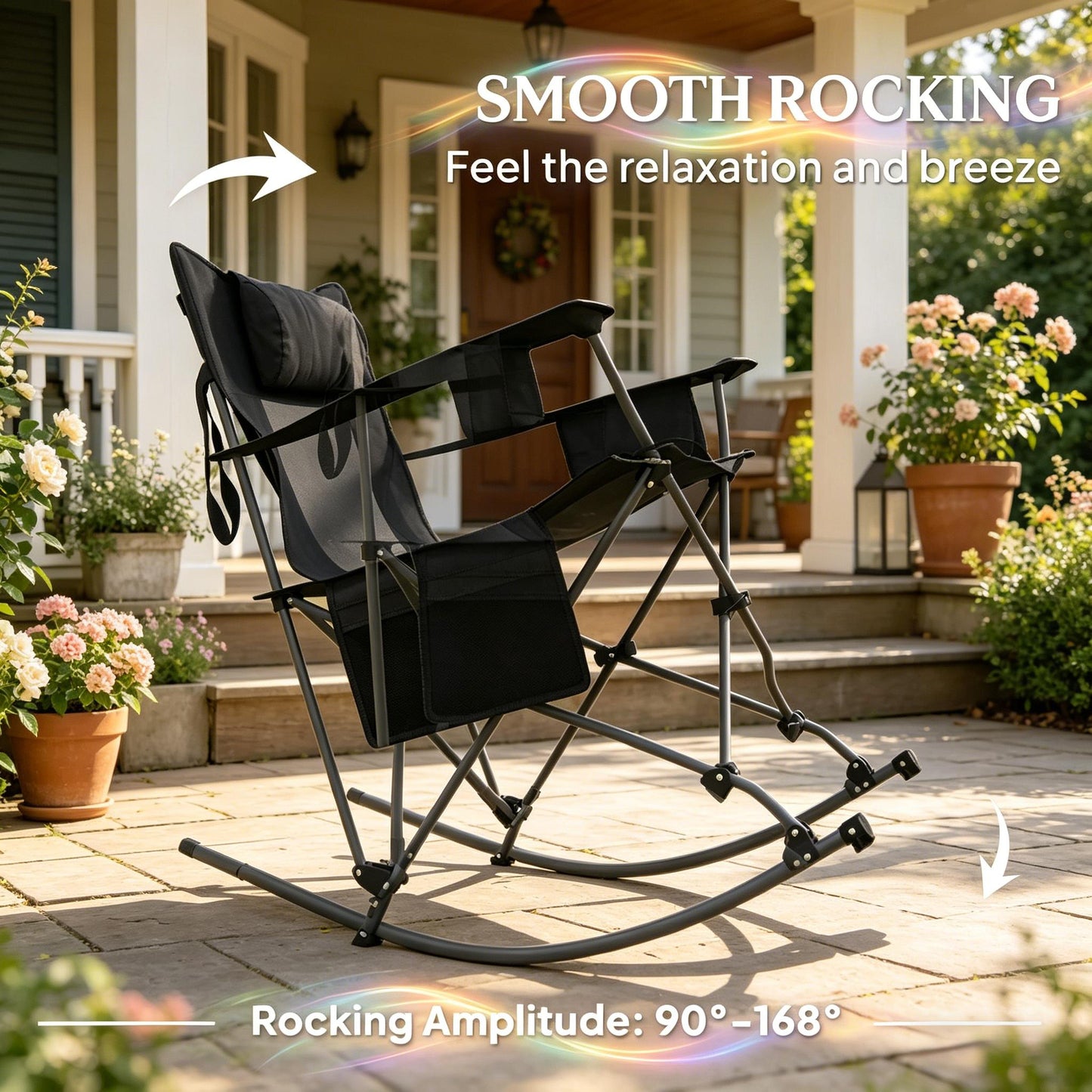 Set of 2 Folding Rocking Camping Chairs