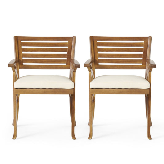 Dining Chair With Water-Resistant Cushion - Teak Wood