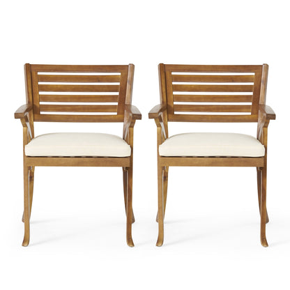 Outdoor Hermosa 5 Piece Wood Dining Set With Cushions - Teak / Beige