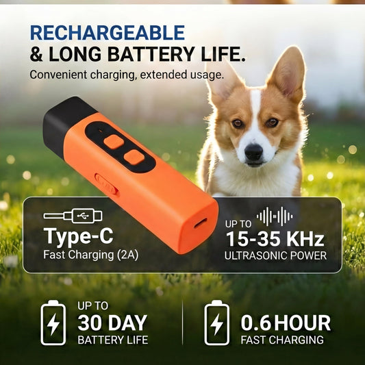 Dog Training Device - Ultrasonic Sound Trainer For Dogs, Handheld No Shock No Spray Bark Control Tool - No Collar Needed Pet Behavior Aid For Training And Focus