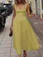 Square Neck Sleeveless Midi Dress