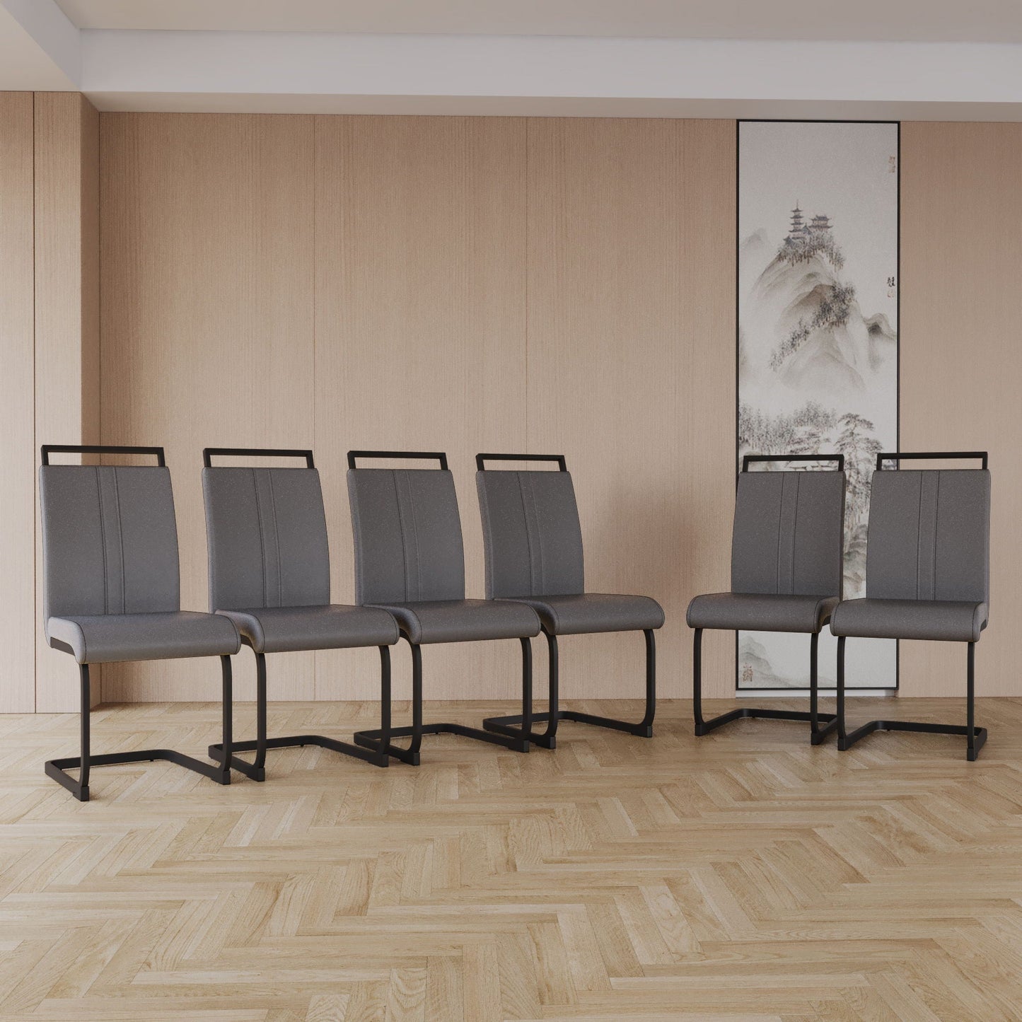 Modern Dining Chairs With High Back Upholstered Design Metal Legs