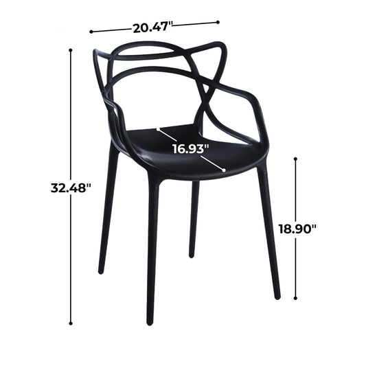 Dining Chair Set of 4 - Black Plastic