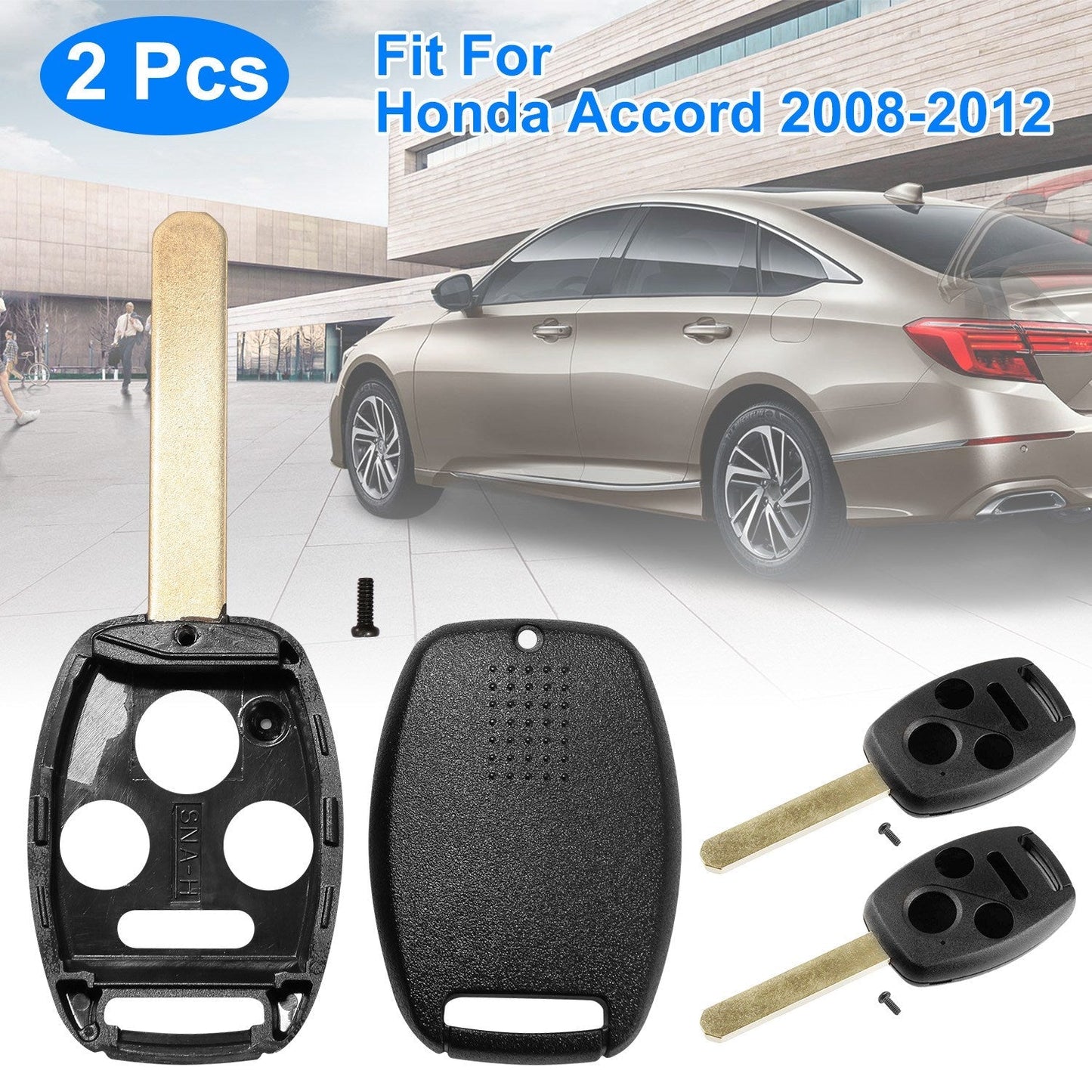 2Pcs Keyless Entry Remote Shell Case Fit For Honda Accord 2008-2012 Car Key Fob Pad _x000B__x000B_Replacement N5F-S0084A N5F-A05TAA w/ Uncut Blade