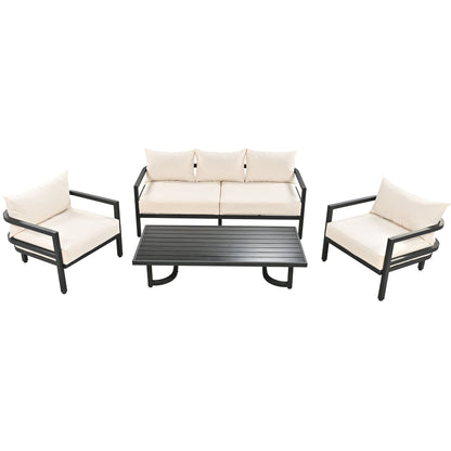 U_Style Multi-Person Outdoor Steel Sofa Set with Coffee Table