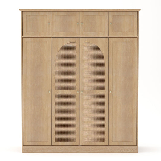 8 Door Armoire Wardrobe with Adjustable Shelves and Hanging Rod