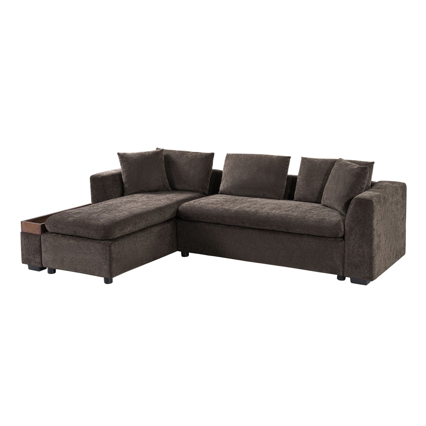 Modern L Shaped Sectional Sofa With Upholstery And Wooden Storage