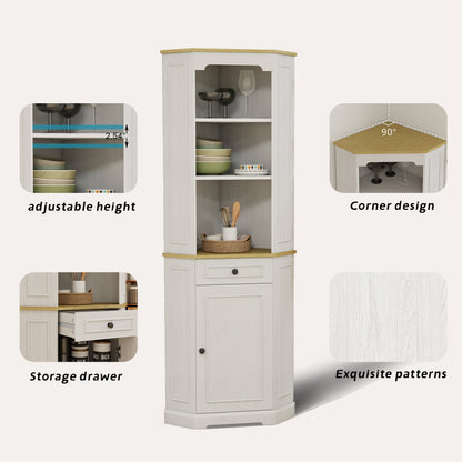 68" Tall Corner Cabinet with Door, Drawer, and Adjustable Shelf