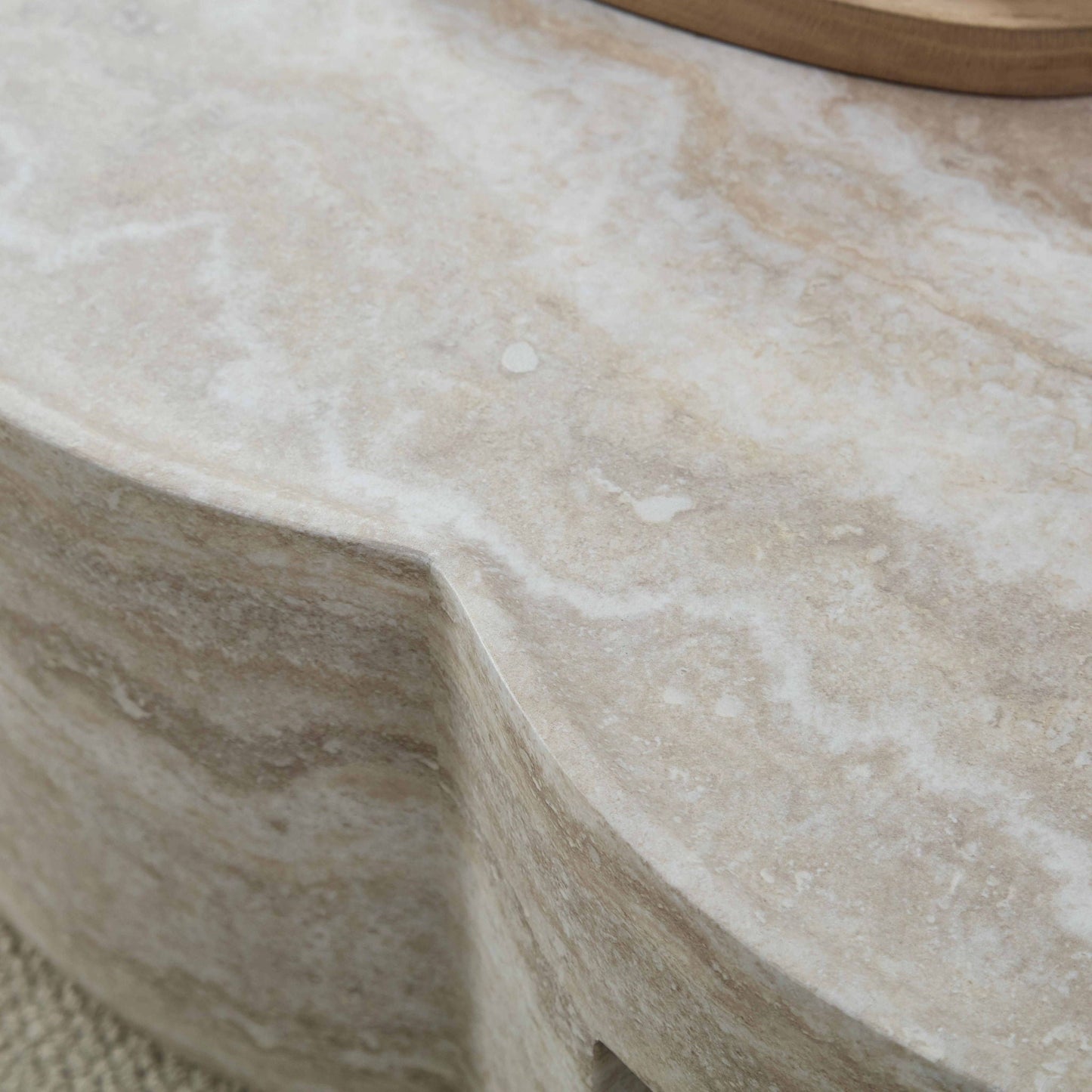 Clover Round Coffee Table With Open Storage - Marble