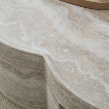 Marble Clover Round Coffee Table with Open Storage