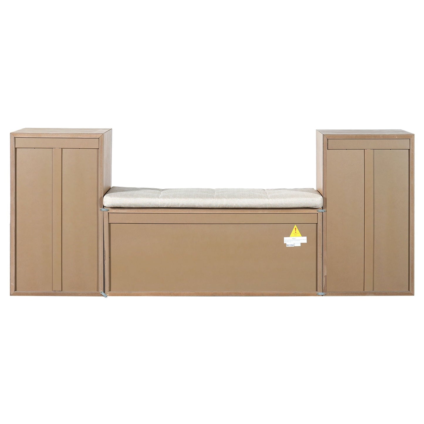 Entryway Storage Bench With Cushion, Drawers & Open Shelves