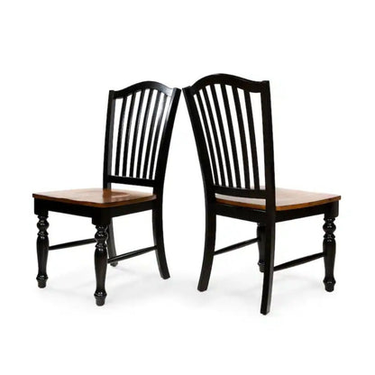 Dining Side Chairs (Set of 2) - Black / Oak