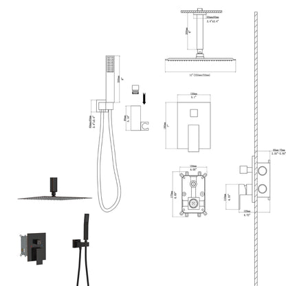 Dual Shower Head System With Ceiling Mount And Rough In Valve