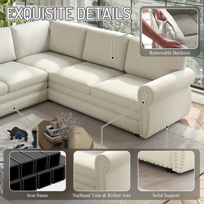 118" L-Shaped Convertible Sofa Bed