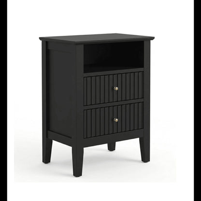 Fluted Nightstand With 2 Drawers