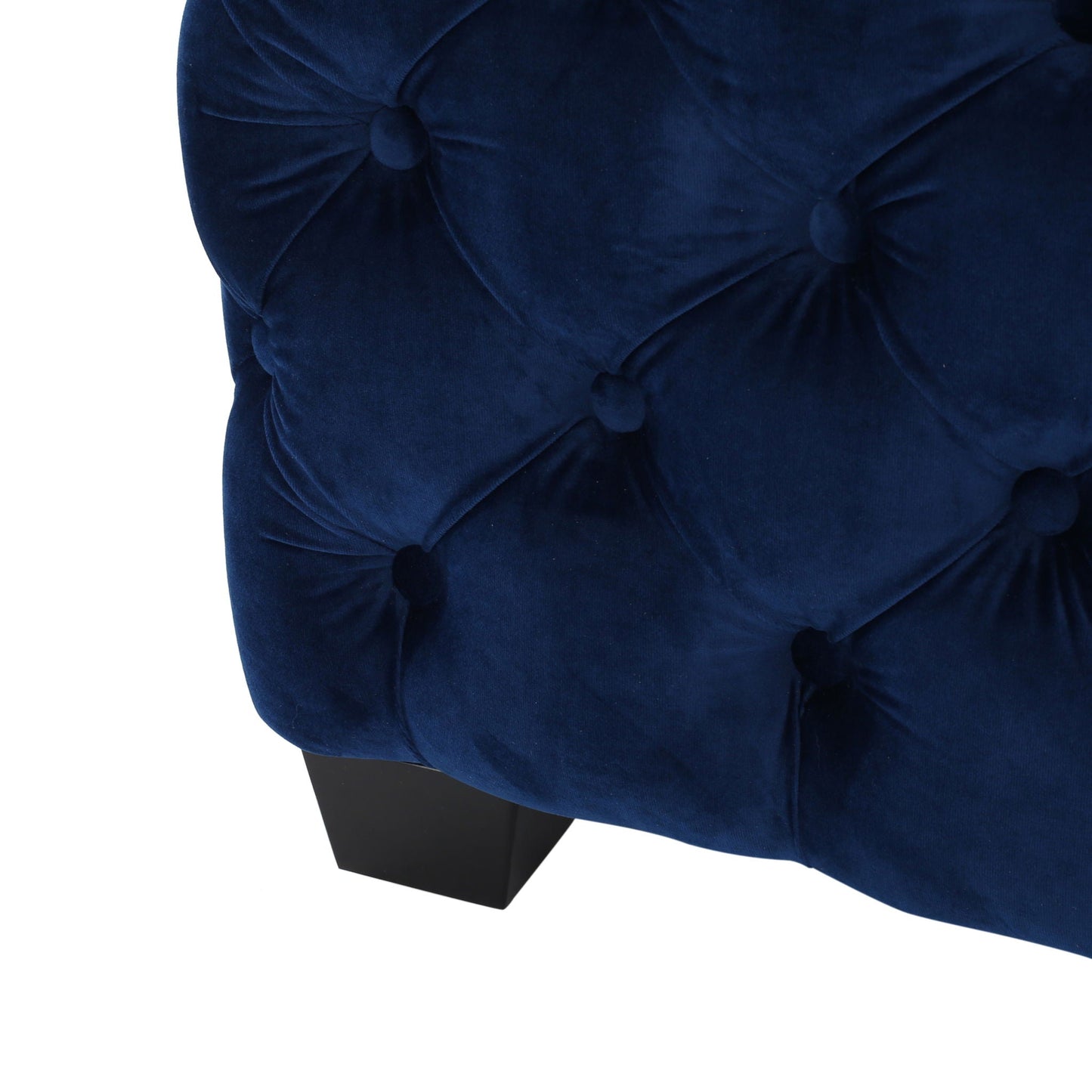 Modern Glam Ottoman with Upholstery and Button Tufted Design