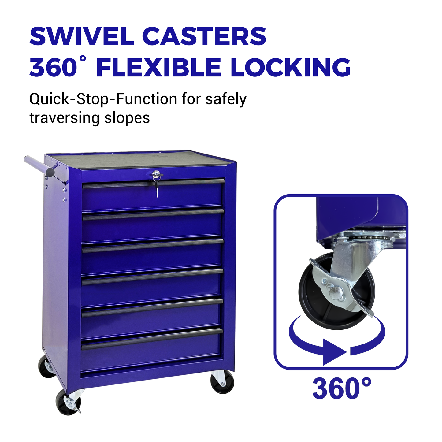 Rolling Metal Tool Chest with 6 Drawers, 20" Cabinet - Purple