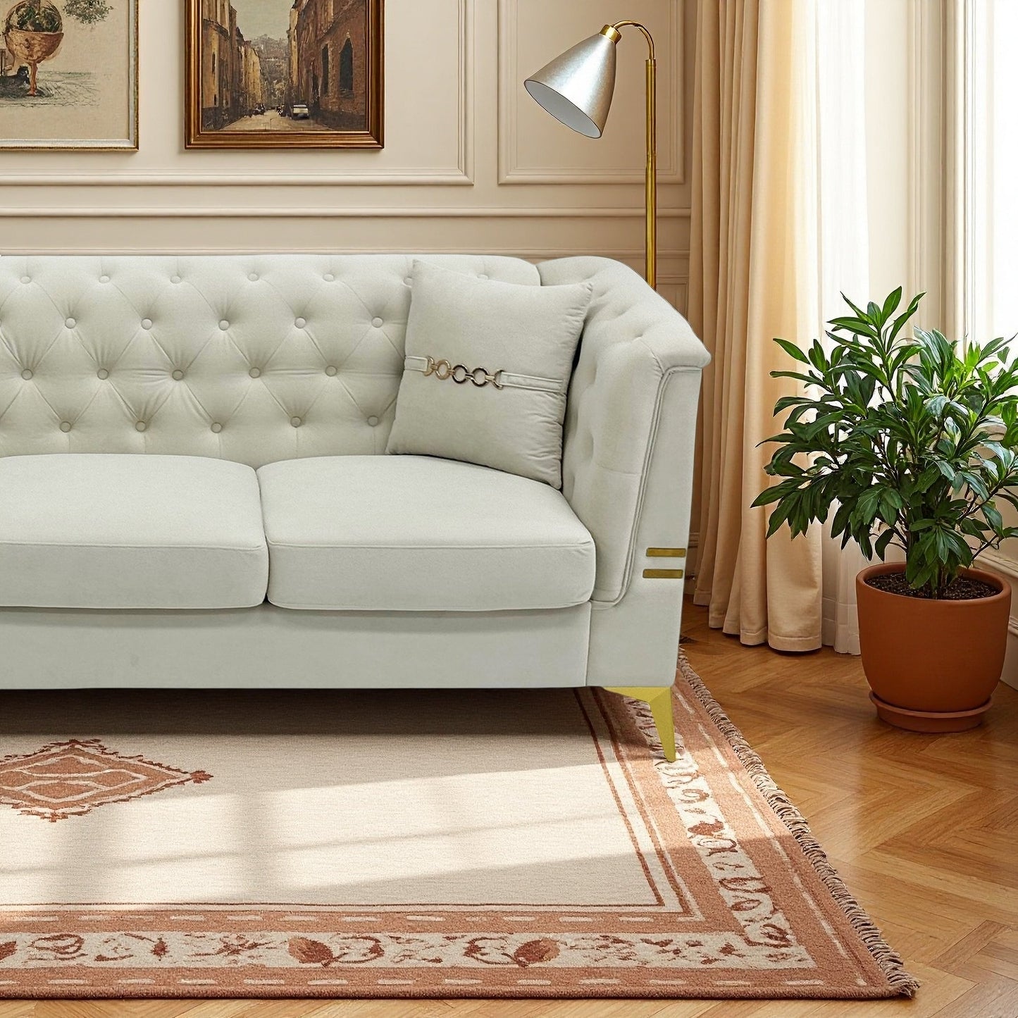FX-P83-2PC Modern Velvet Upholstered Sofa Set of 2
