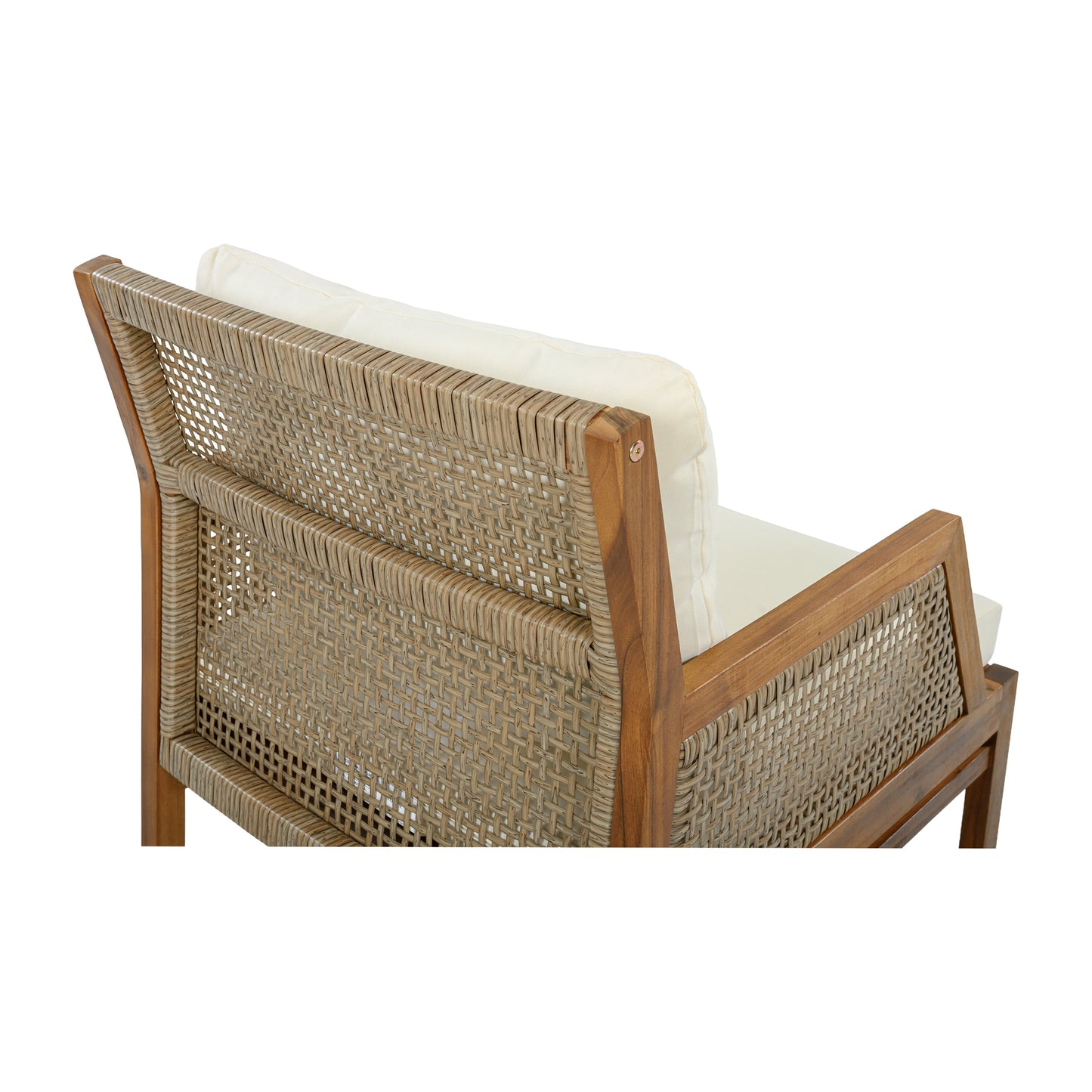 Acacia Wood Patio Furniture Club Chair with Outdoor Wicker