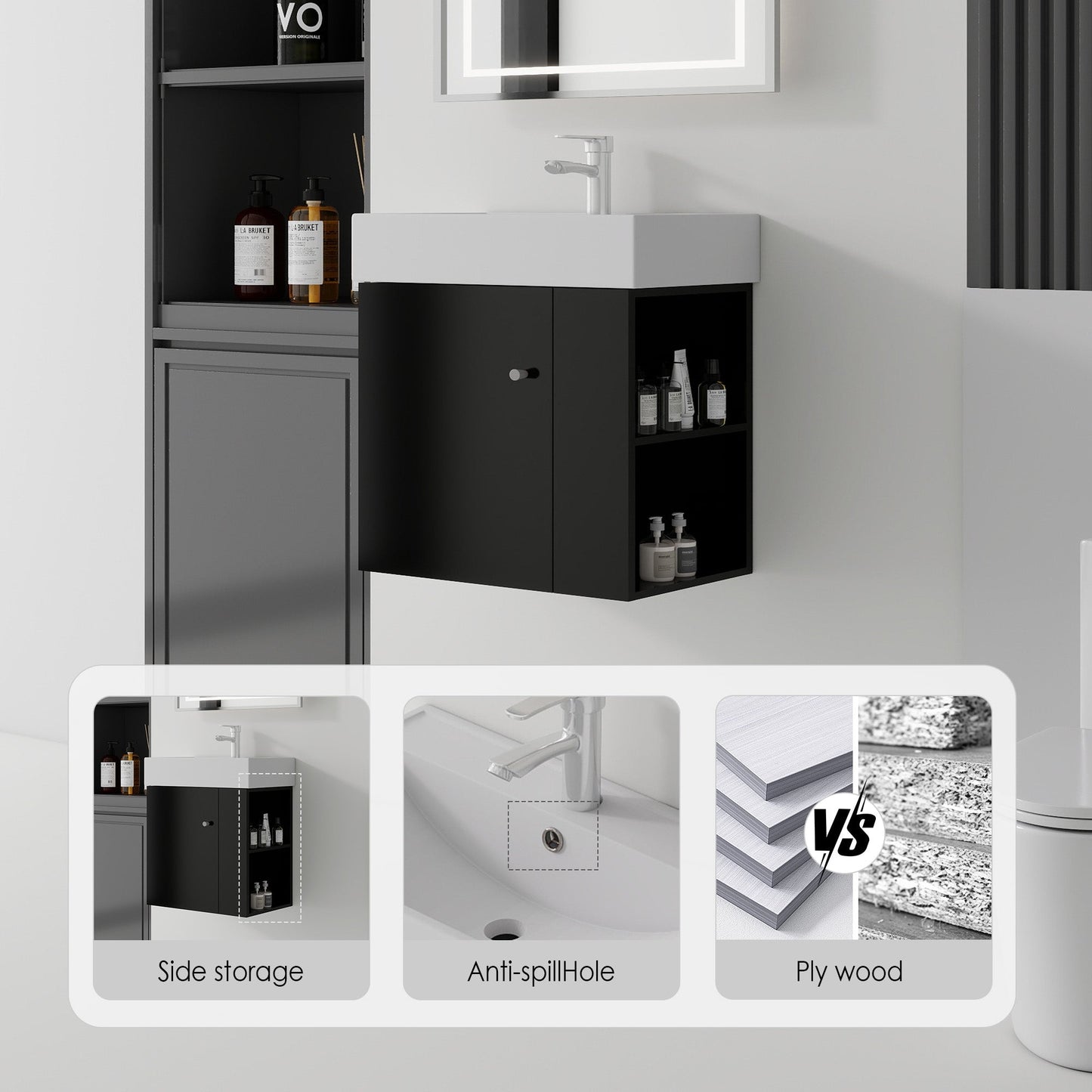 21.6 Inch Floating Bathroom Vanity with Sink