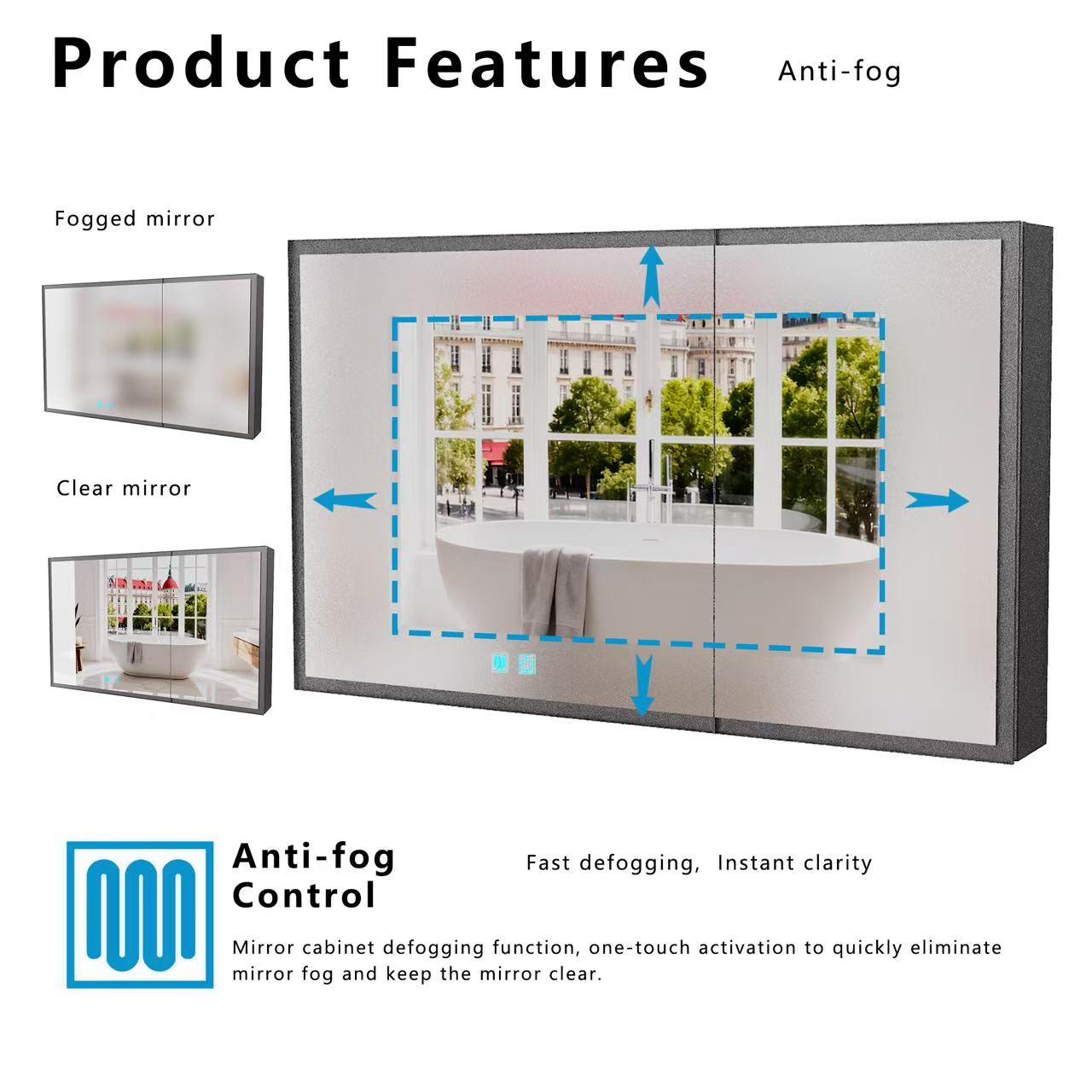 LED Bathroom Medicine Cabinet with Single-Color
