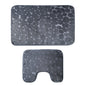 2 Pcs/Set Bathroom Rugs Luxury Flannel Non-Slip Bathroom Rugs Set Soft Pebbles Shower Absorbent Carpet U-Shaped Toilet Mat Washable for Bathroom Entra