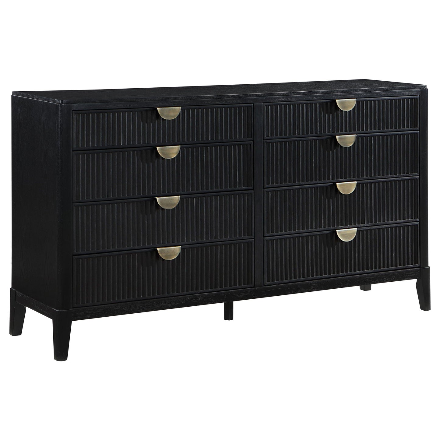California King 5 Piece Bedroom Set With Fluted Detailing - Black