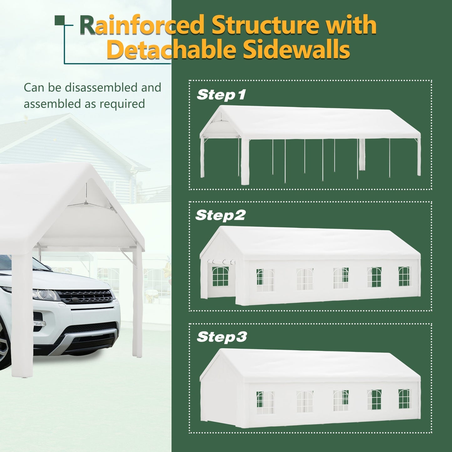 16x32 Ft Party Tent with Removable Sidewalls and Storage Bags