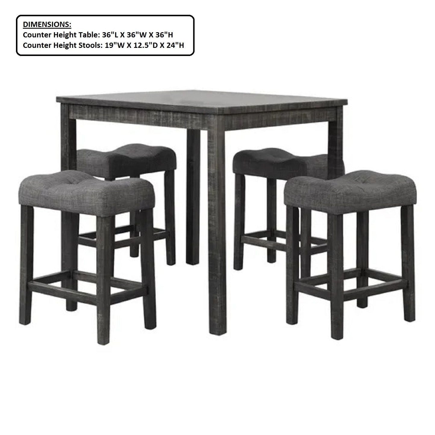 Transitional Counter Dining Set With 4 Tufted Stools