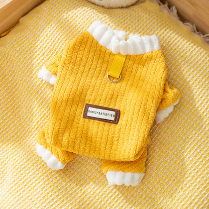 Simple Fabric Label Four-legged Fleece For Autumn And Winter Cats, Warm And Thick Teddy Dog Pet Clothes For Hairless Cats