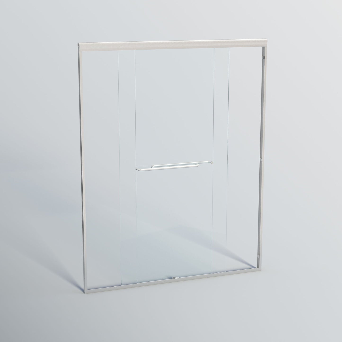 Double Sliding Shower Door, Semi-Frameless Bypass Bathroom Sliding Door With 1/4" (6 Mm) Tempered Glass For Walk-In Shower