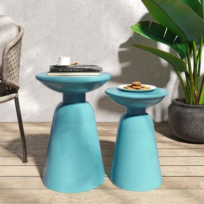 Serenita Outdoor Side Tables With Flared Design (Set of 2)