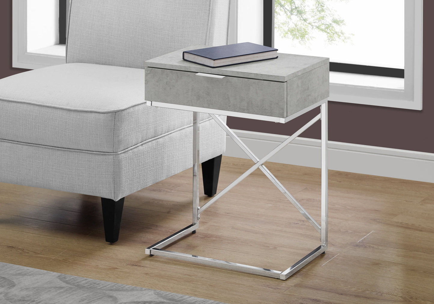 Accent Side Table with Storage Drawer, Spacious Tabletop, Contemporary Design