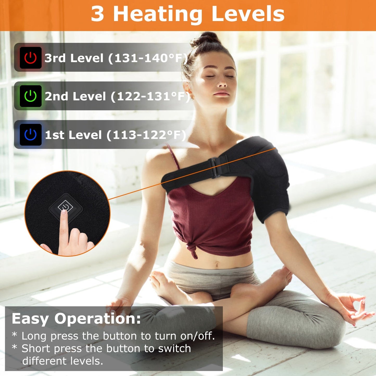 Heated Shoulder Brace Electric Heating Pad TherapyÊShoulder Heating Wrap Compression Sleeve for Shoulder Pain Muscle StiffnessÊBursitis Tendonitis