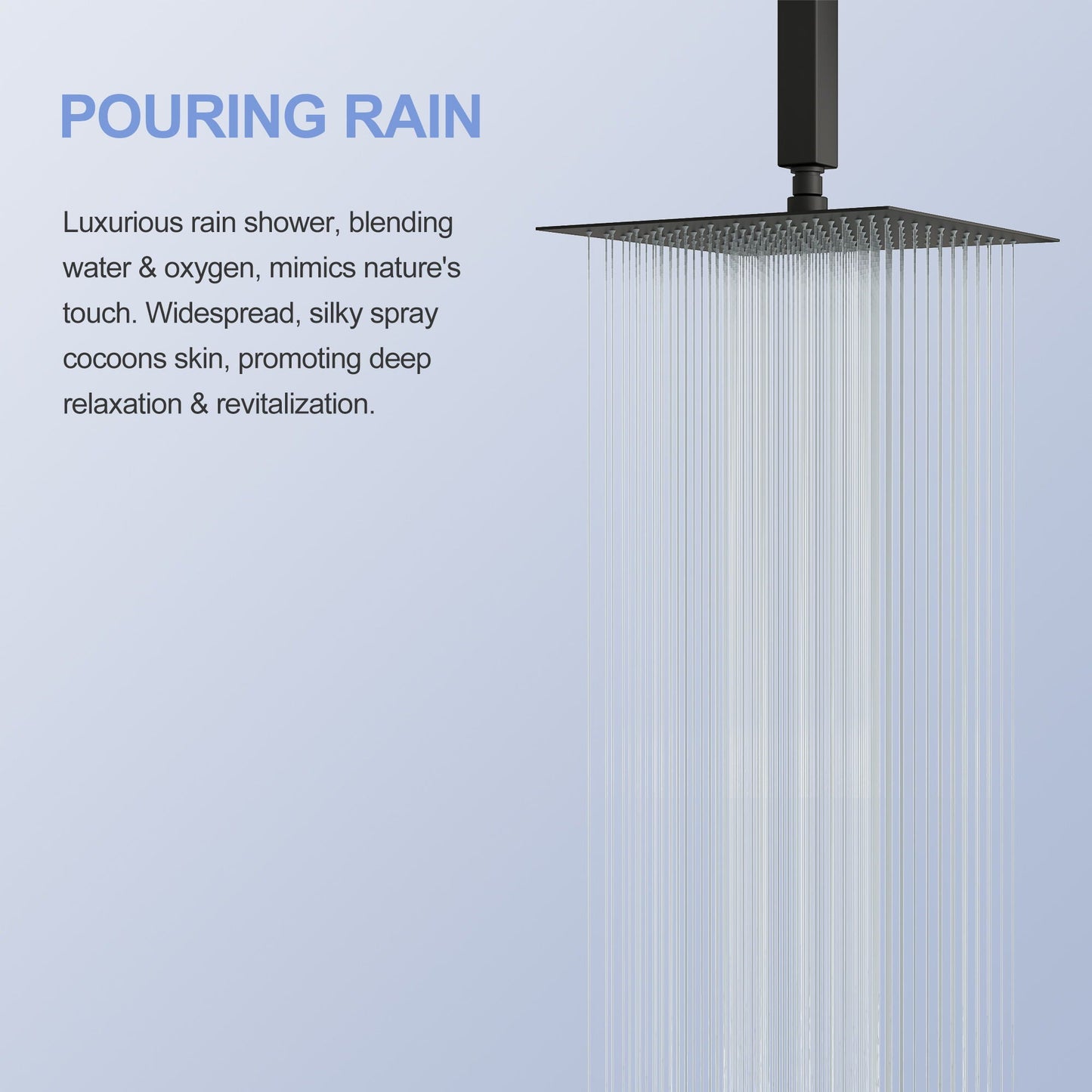 Modern 10" Square Rainfall Shower Head & Stainless Steel Wall Or Ceiling Mount Luxury Spa Shower Panel