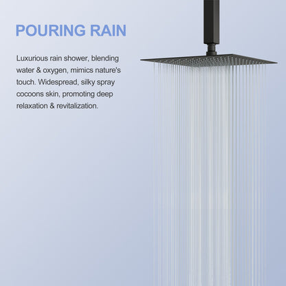 Modern 10" Square Rainfall Shower Head & Stainless Steel Wall Or Ceiling Mount Luxury Spa Shower Panel