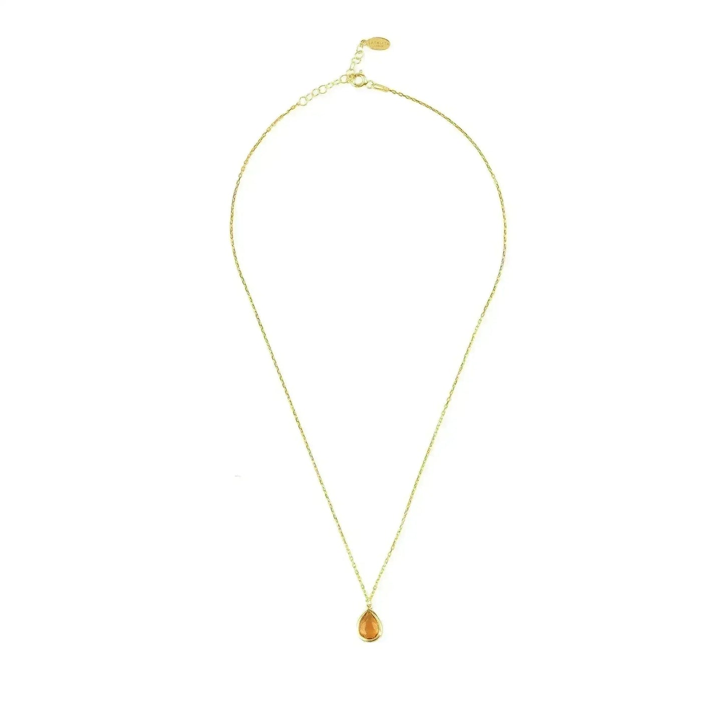 Citrine Pisa Necklace - 22K Gold Plated Sterling Silver Birthstone Jewelry | Femstylo