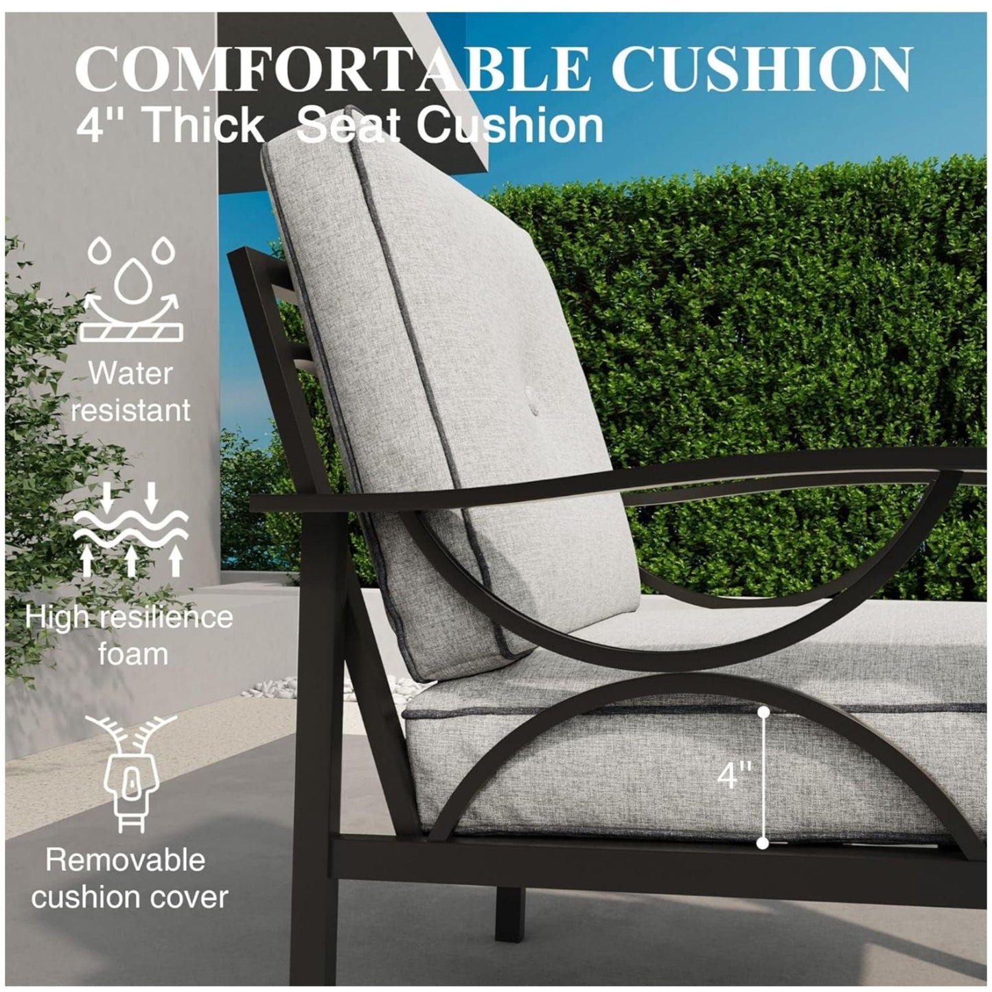 All-Weather Armchairs With Cushions, Modern Sculptural Design (Set of 2)