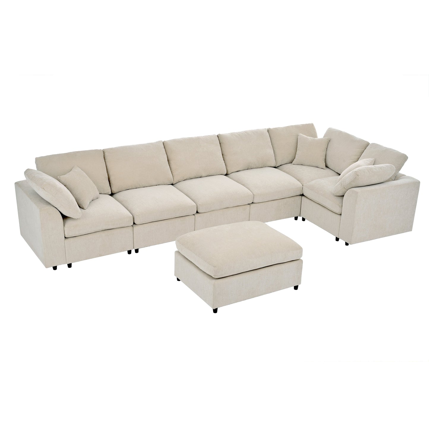 U_Style 120.8" Extra Large 7-Seater Modular Sectional Sofa